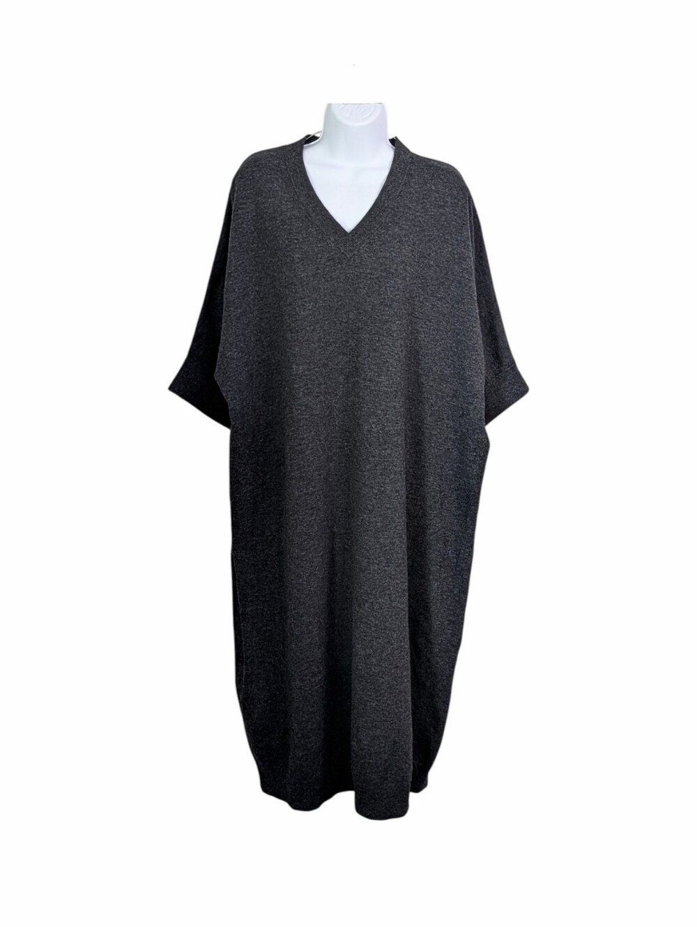 COS Woman 100% Wool Black Oversized Tunic Sweater Midi Dress Sz S Dolman Sleeve